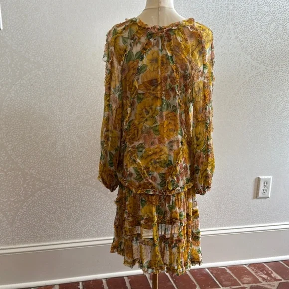 zimmermann poppy frill billow silk dress size 0 - Picture 2 of 7